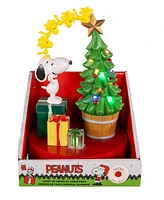 Kurt Adler Peanuts Snoopy and Woodstock Light Up and Musical Tree Table Piece, 7.7 Inches