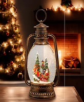 Kurt Adler Battery Operated Lighted Santa on Sleigh Water Lantern, 13 Inches