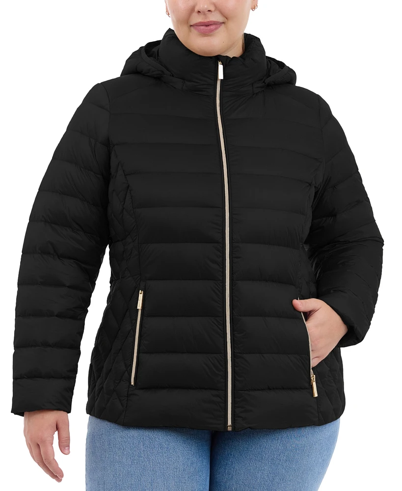 Michael Kors Plus Hooded Packable Down Puffer Coat, Created for Macy's