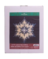 Kurt Adler Glittered Snowflake Tree Topper, 13.75 Inches