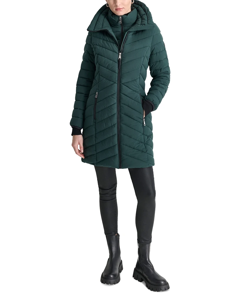 Dkny Women's Bibbed Packable Puffer Coat