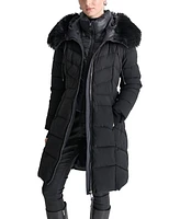 Dkny Women's Bibbed Faux-Fur-Trim Hooded Puffer Coat