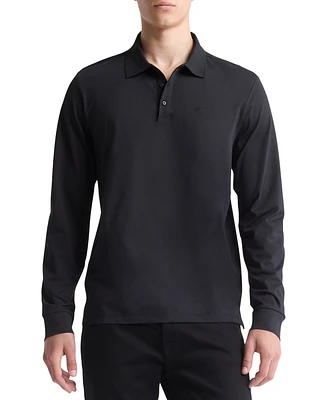 Calvin Klein Men's Smooth Cotton Long-Sleeve Polo Shirt