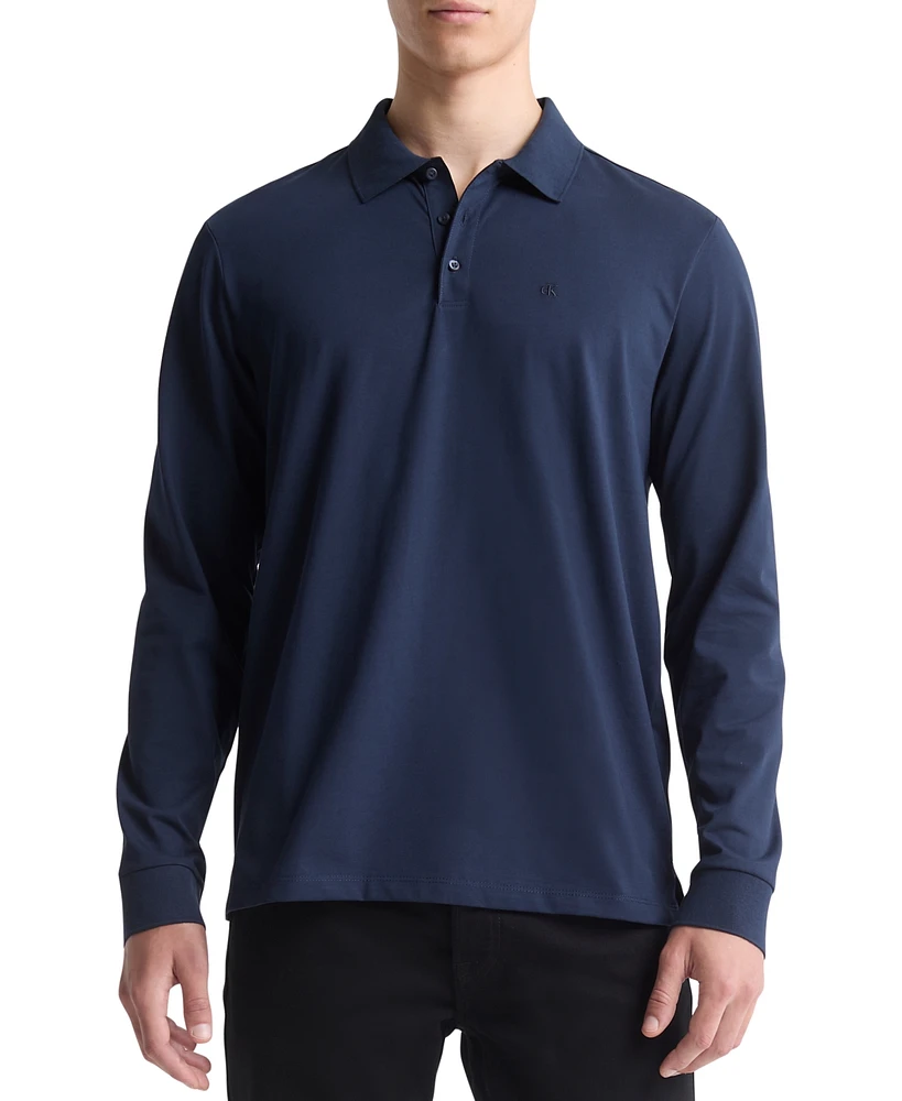 Calvin Klein Men's Smooth Cotton Long-Sleeve Polo Shirt