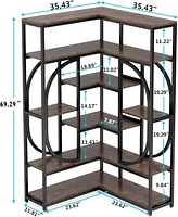 Tribesigns 7-Shelf Corner Bookshelf, Large Modern Bookcase, Tall L-shaped Shelf Stand Display Rack with Storage, Metal Frame for Living