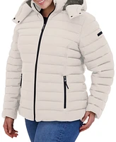 Nautica Plus Faux-Fur-Trim Hooded Packable Puffer Coat