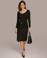 Donna Karan New York Women's Round-Neck Drape-Front Dress