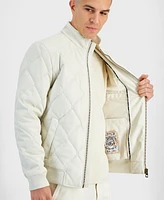 Guess Men's Quilted Full-Zip Faux-Leather Jacket