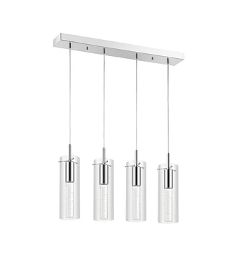 Jonathan Y Mium 29.5" 4-Light Modern Style Iron/Crystal/Glass Integrated Led Linear Pendant, Chrome