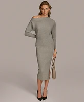 Donna Karan New York Women's Asymmetric-Neck Rib-Knit Dress