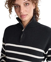 Dkny Jeans Petite Half-Zip Striped Long-Sleeve Sweater