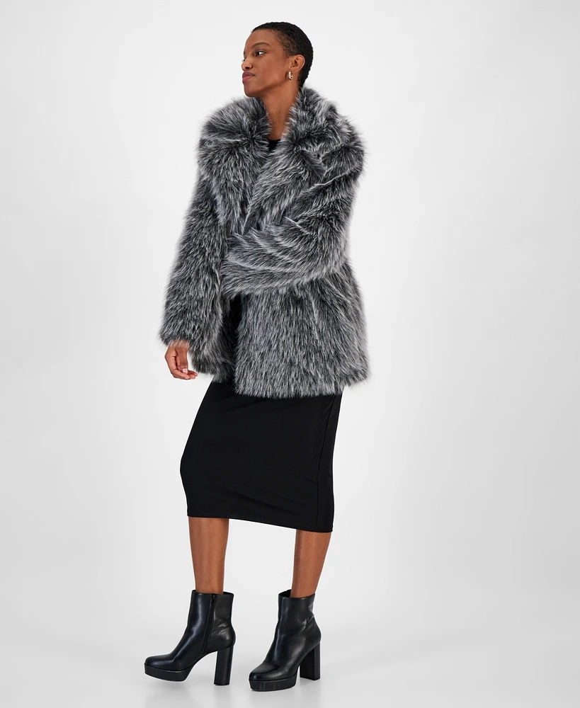 Bar Iii Women's Faux-Fur Long-Sleeve Overcoat, Created for Macy's