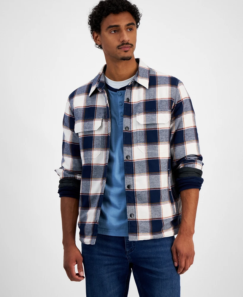 Sun + Stone Men's Aviv Long Sleeve Snap-Front Plaid Shirt Jacket, Created for Macy's