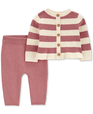 Carter's Baby Girls Striped Cardigan & Joggers