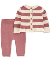 Carter's Baby Girls Striped Cardigan & Joggers