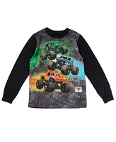 Monster Jam Boys Pullover Pajama Shirt and Pants Sleep Set to Grave Digger El Toro Loco Megalodon