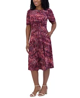 Jessica Howard Petite Printed Ruched Short-Sleeve Dress