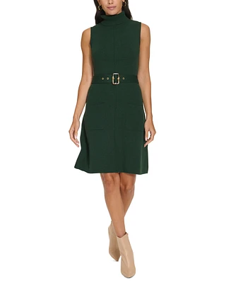 Jessica Howard Petite Belted Turtleneck Sweater Dress