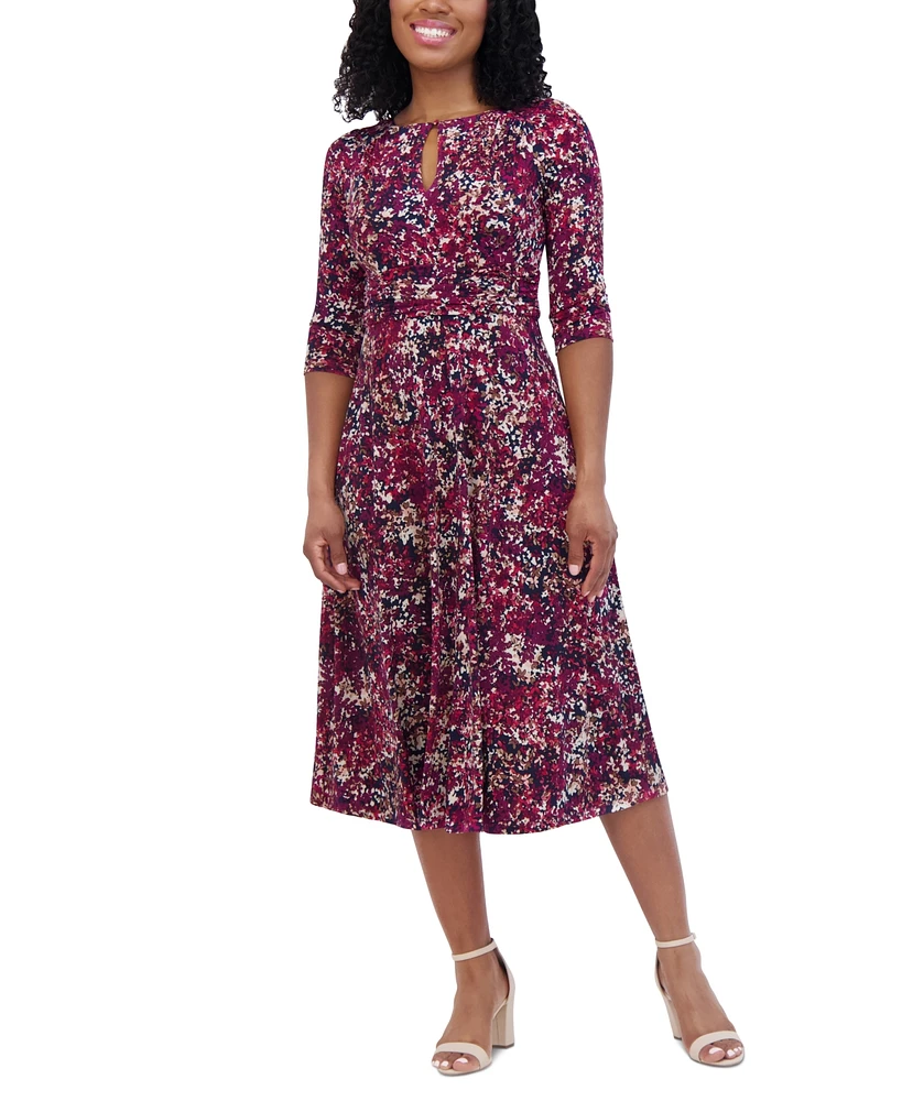 Jessica Howard Petite Printed Keyhole Midi Dress