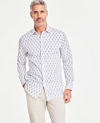 Club Room Men's Royal Foulard Refined Woven Long-Sleeve Button-Down Shirt, Created for Macy's