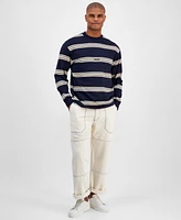 Hugo Boss Men's Nistriplo Relaxed Fit Striped Long Sleeve Crewneck T-Shirt