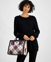 Giani Bernini Plaid Saffiano Medium Book Tote, Created for Macy's