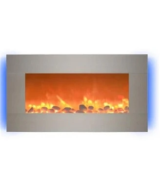 Northwest 80-BL31-2002 31 in. Wall Mounted with 13 Backlight Colors Electric Fireplace - Brushed Silver