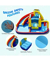 Inolait 7-in-1 Inflatable Water Slide Bounce Castle with Splash Pool and Climbing Wall without Blower