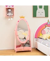 Costway Kids Full Length Mirror Free-Standing 360° Dressing Wooden Princess