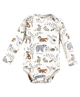 Touched by Nature Baby Boys Organic Cotton Long-Sleeve Bodysuits, Dreamy Woodland