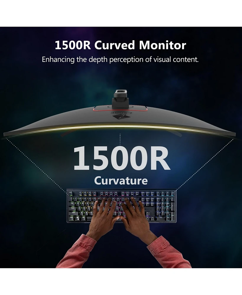 Z-edge 27 inch 1080P Full Hd 165Hz 1ms Curved Gaming Monitor, FreeSync, HDR10, 2 x Hdmi, 1 x DisplayPort