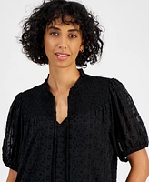 Tommy Hilfiger Women's Clip-Dot Smocked Yoke Blouse