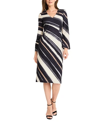 Maggy London Women's Printed Bell-Sleeve Sheath Dress