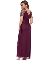 Xscape Beaded-Sleeve Gown