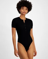 Guess Women's Anders Ribbed Henley-Neck Bodysuit