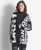 Dkny Women's Collarless Open-Front Long-Sleeve Cardigan