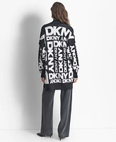 Dkny Women's Collarless Open-Front Logo Cardigan