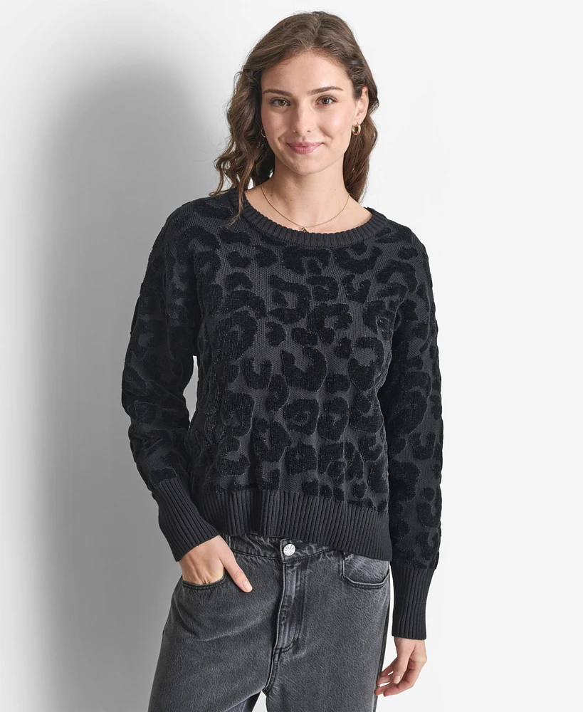 Dkny Women's Round-Neck Animal Chenille Sweater