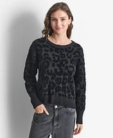 Dkny Women's Round-Neck Animal Chenille Sweater