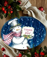 Certified International Snowman Greetings Oval Serving Platter