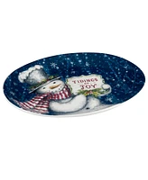 Certified International Snowman Greetings Oval Serving Platter