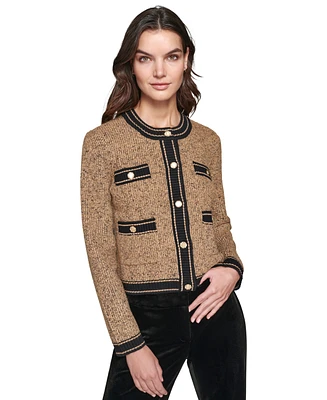 Karl Lagerfeld Paris Women's Shine Tweed Cardigan