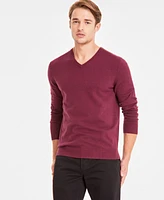 Alfani Men's Solid V-Neck Cotton Sweater, Created for Macy's