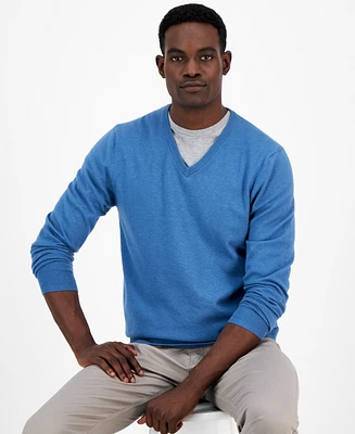 Alfani Men's Solid V-Neck Cotton Sweater, Created for Macy's