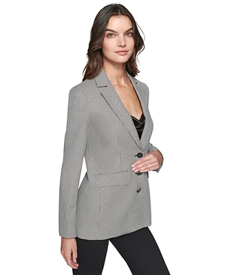 Karl Lagerfeld Paris Women's Sequined Houndstooth Blazer