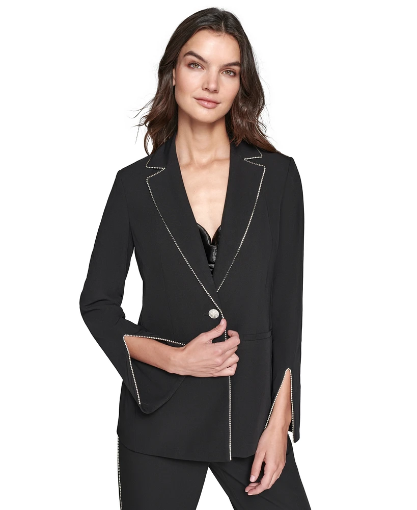 Karl Lagerfeld Paris Women's Rhinestone-Trim Blazer