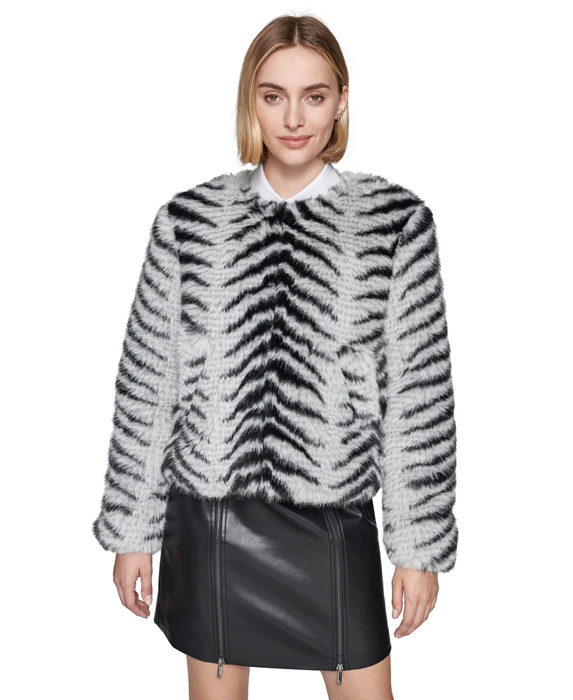 Karl Lagerfeld Paris Women's Faux-Fur Cropped Jacket