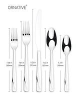 Ornative Rhoda Mirror 42 Piece Flatware Set with Wire Caddy, Service for 8