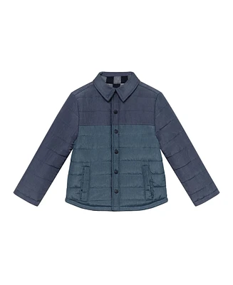 Andy & Evan Toddler Boys Toddler/Child Navy/White Reversible Flannel Puffer Jacket