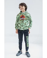 Jurassic World Boys Dinosaur Jurassic Park T-Rex Fleece Pullover Hoodie and Pants Outfit Set to